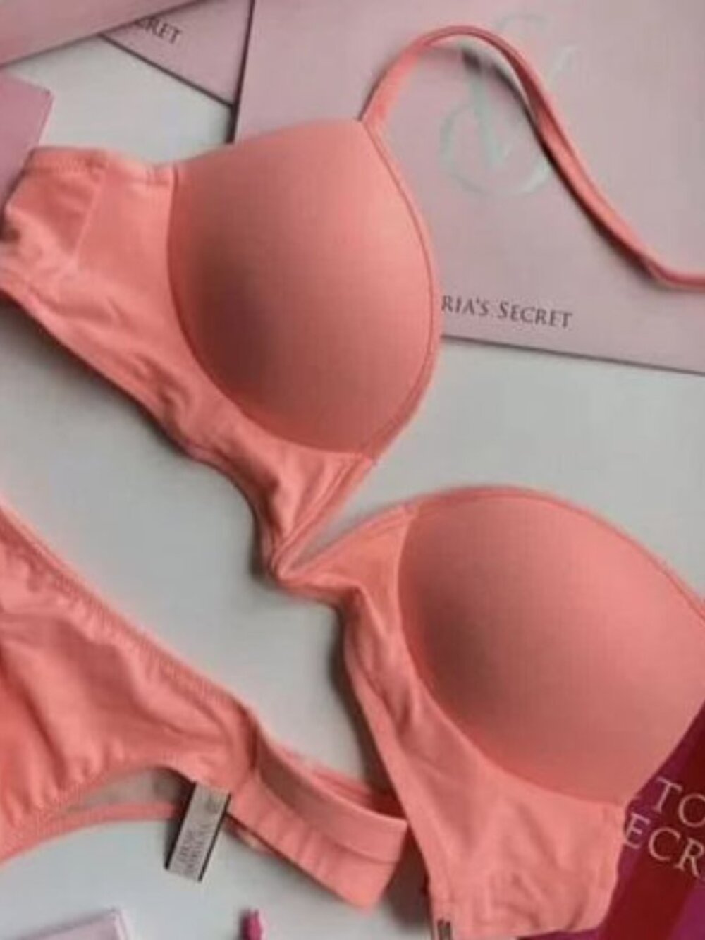 Victoria's Secret Coral Pink Bra and Panty Set